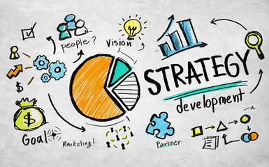 Strategy Development Goal Marketing Vision Planning Business Con - obrazy, fototapety, plakaty