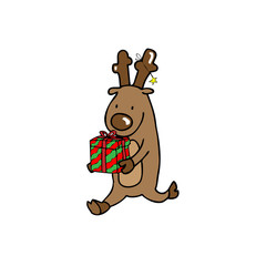 Christmas reindeer carry gift