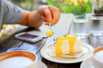 Sweet cake with mango jam