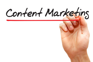 Hand writing Content Marketing with red marker, business concept