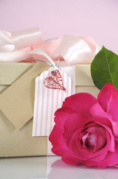 Beautiful gift with pink rose
