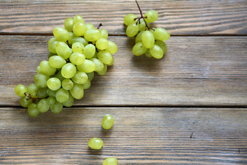 Grapes on wooden boards