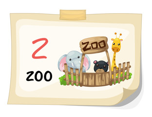 animal alphabet letter Z for zoo illustration vector