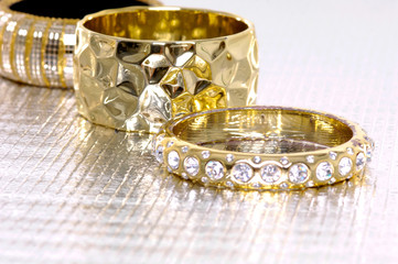 Set of glamour shot of diamond bracelet