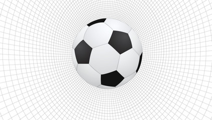 soccer ball on abstract wireframe background, vector 