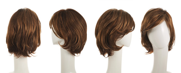 Hair wig over the mannequin head - obrazy, fototapety, plakaty