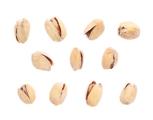 Multiple single pistachios isolated