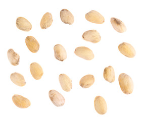 Fototapeta na wymiar Multiple pistachio shells isolated