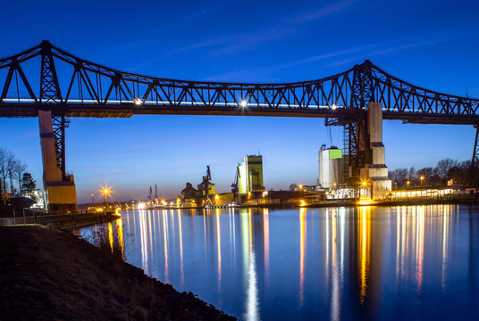 Railway bridge over Kiel canal in Rendsburg, Germany