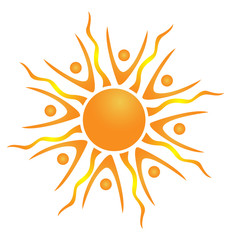 Abstract teamwork sun logo vector