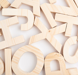 Surface covered with wooden letters