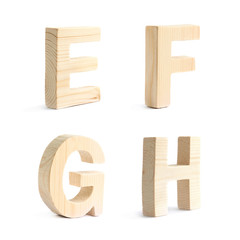 Set of four wooden block characters