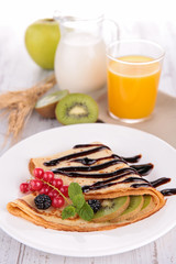 crepe with fruit and chocolate
