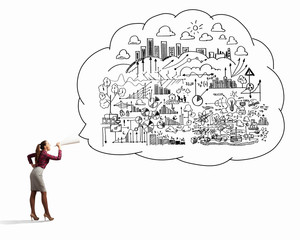 Woman announcing something