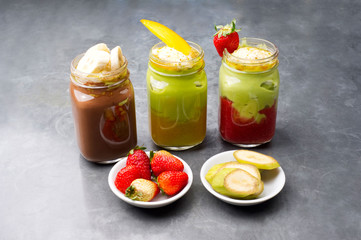 Fototapeta na wymiar Group shot of fruit smoothies