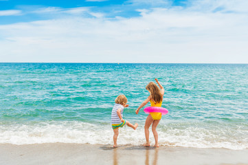 Two kids having fun on summer vacation