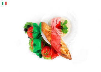 National Italian dishes under the colors of the flag.