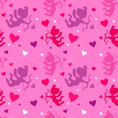 Seamless pattern with cupids.