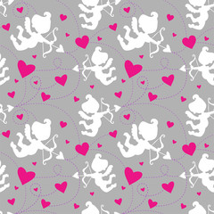 Seamless pattern with cupids.