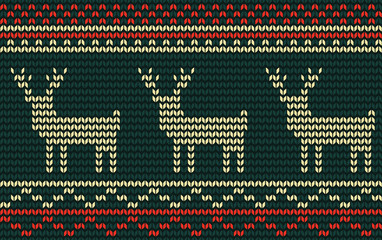 Knitted jacquard pattern with deer, vector seamless