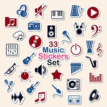 Set of music icon stickers