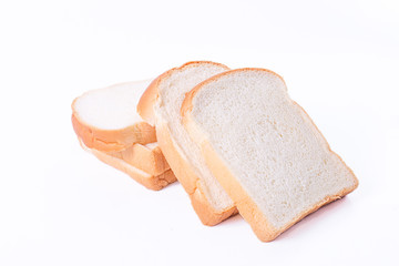 sliced bread on white background
