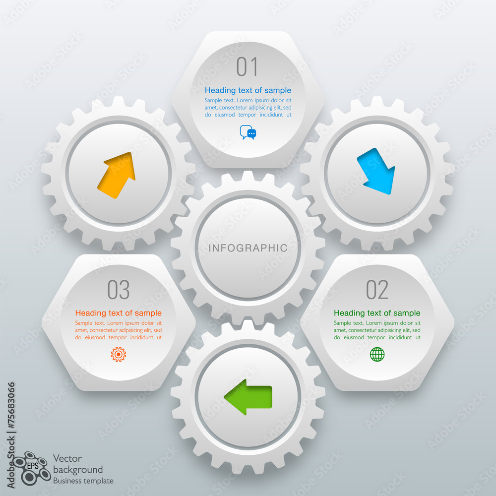Wall mural infographics vector background honeycomb structure 3-step