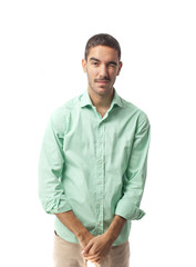 Young man winking an eye