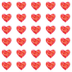Seamless pattern with hearts of triangles