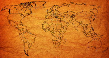 Obraz na płótnie Canvas kirgistan territory on world map