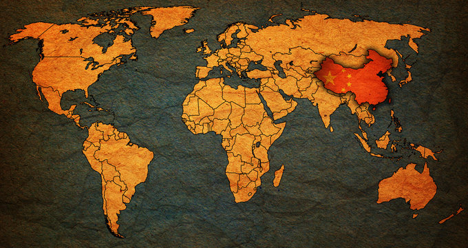 Fototapeta china territory on world map