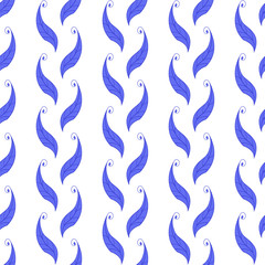 Seamless background with blue leaves