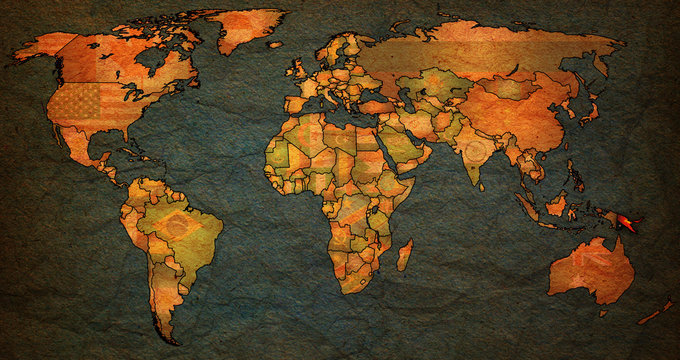 Fototapeta papua new guinea territory on world map