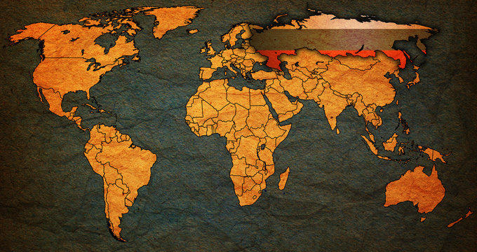 Fototapeta russia territory on world map