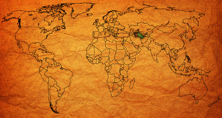 Fototapeta na wymiar turkmenistan territory on world map