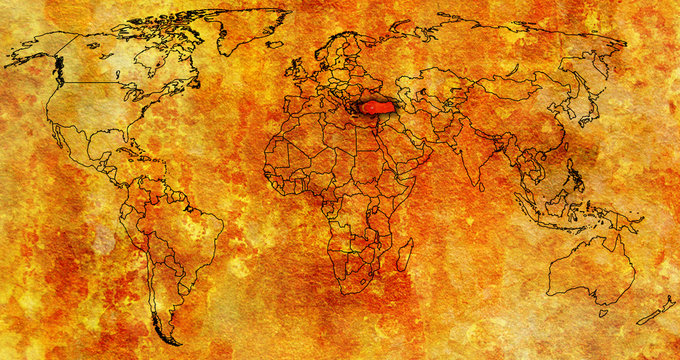 Fototapeta turkey territory on world map