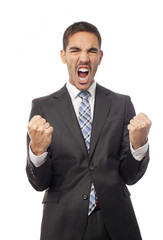 Young businessman celebrating