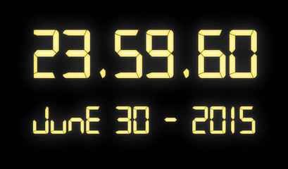 Digital clock with 60 seconds at midnight