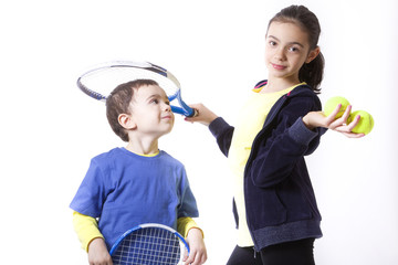 Children with tennis racket