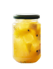 Yellow cocktail in mason jar isolated