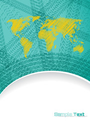 Abstract brochure design with map and tire tracks