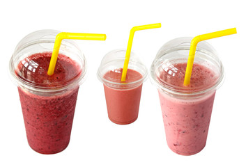 smoothies in plastic cup isolated on a white background