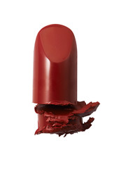 Red color lipstick cut on white paper