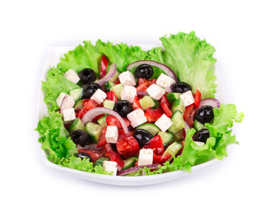 Close up of greek salad.