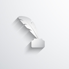 Vector feather pen web icon.