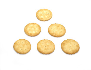 Cracker cookies isolated on white background