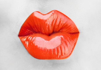 Glamour red gloss lips © Africa Studio