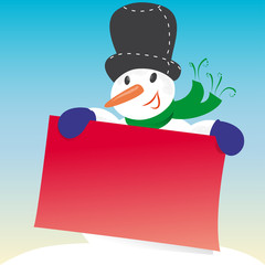 Schneemann mit rotem Zettel