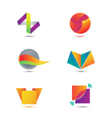 set of vector abstract geometric colorful icons