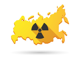 Long shadow Russia map icon with a radio activity sign